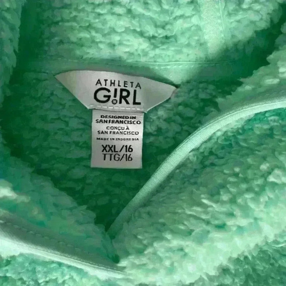 Athleta Girl So Snug Sherpa‎ Hoodie  with Pockets Green size XXL (16) - Picture 5 of 11